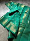 Alia inspired teal banarasi silk saree