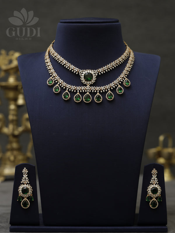 American Diamond Necklace - Green