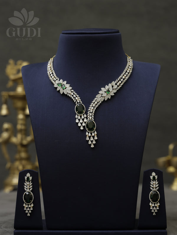 American Diamond Necklace - Floral