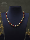 Gold coral ball beaded necklace set