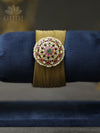 Jadau kada/Bracelet - Gold toned band with floral motif