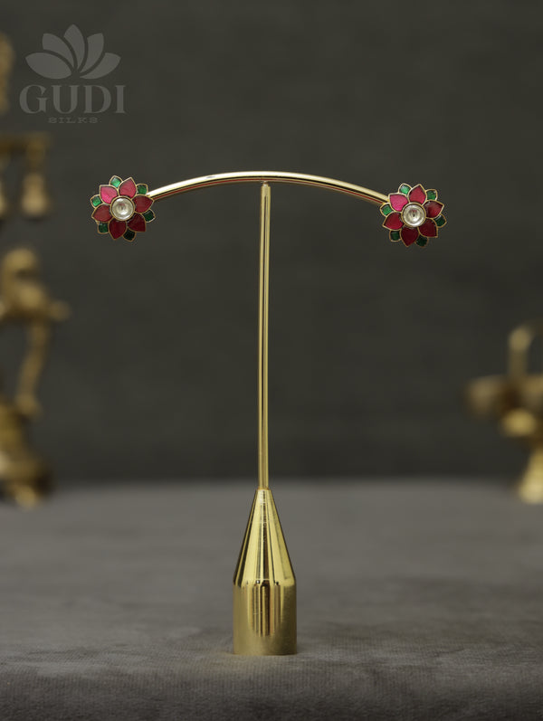 Jadau earrings - Lotus bloom studs