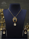 Natural stone uncut Kundan Drop pendant set