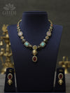 Sabyasachi inspired victorian finish multicolor statement necklace set