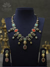 Sabyasachi inspired victorian finish multicolor statement necklace set