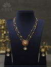 Red and green uncut Kundan Drop pendant set