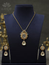 Natural stone uncut Kundan Drop pendant set