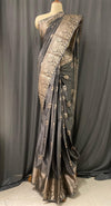 Fusion Kanjeevaram silk saree - Grey with silver zari