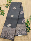 Fusion Kanjeevaram silk saree - Grey with silver zari