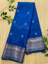 Fusion Kanjeevaram silk saree - Blue with silver zari