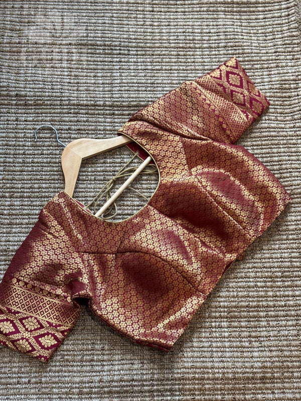 Royal Maroon Banarasi silk blouse