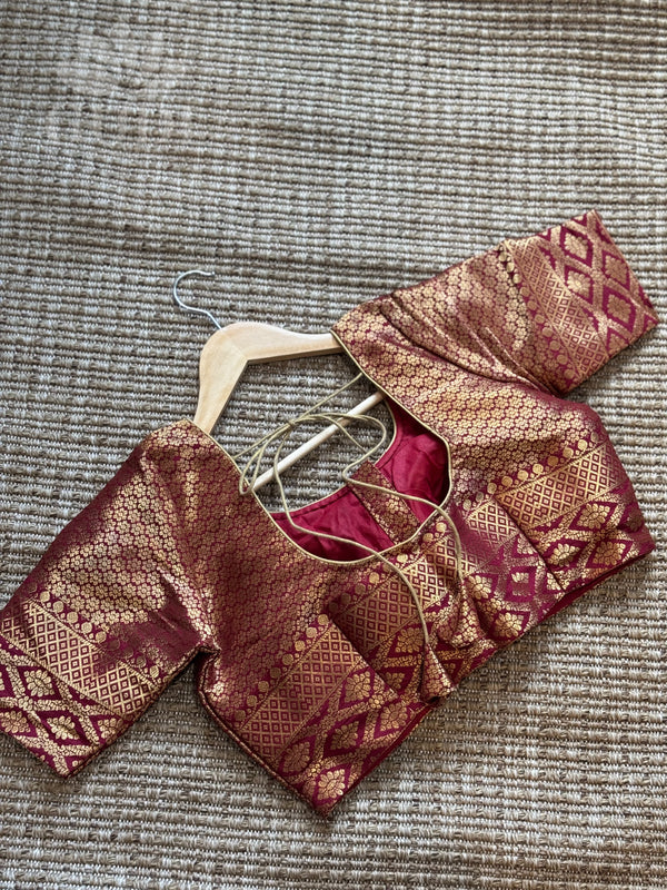 Royal Maroon Banarasi silk blouse