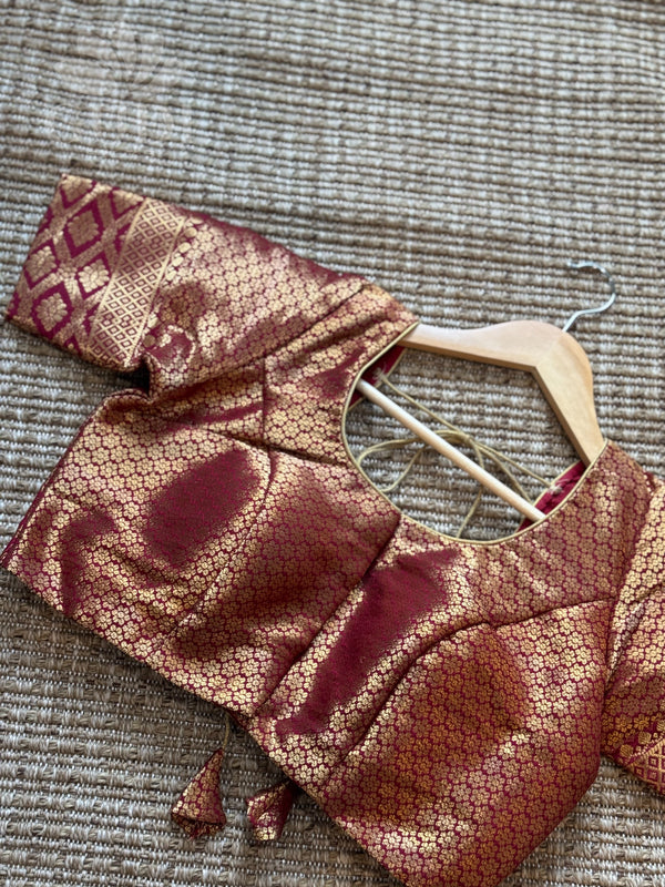 Royal Maroon Banarasi silk blouse