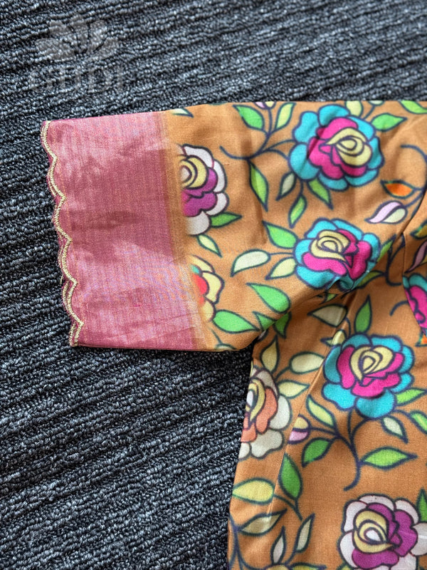 Brown kalamkari silk blouse