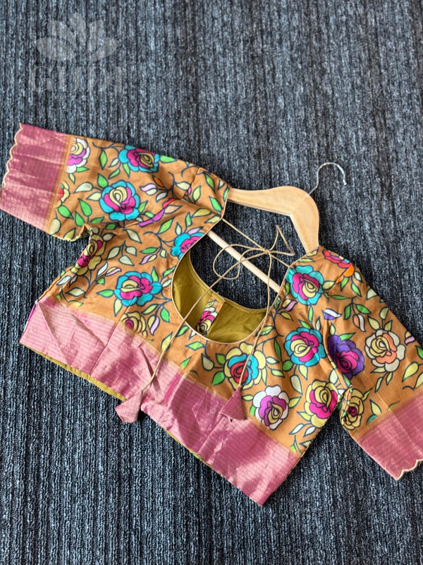 Brown kalamkari silk blouse