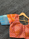 Orange and blue silk blouse