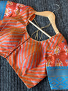 Orange and blue silk blouse