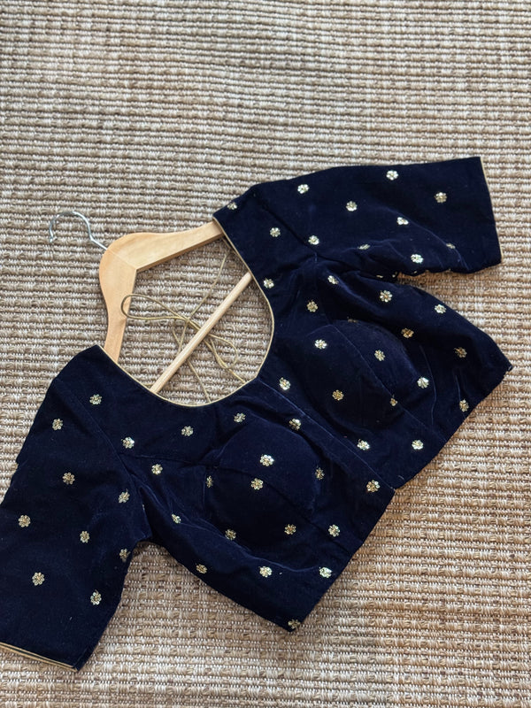 Blue velvet blouse