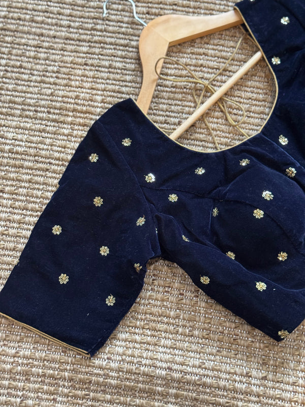 Blue velvet blouse