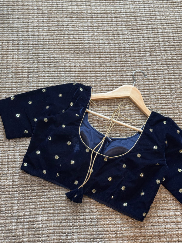 Blue velvet blouse