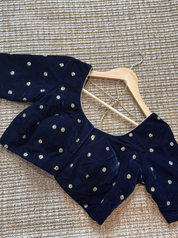Blue velvet blouse