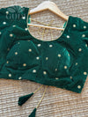 Green velvet blouse