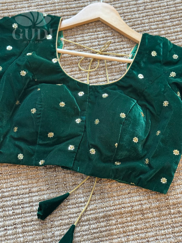 Green velvet blouse
