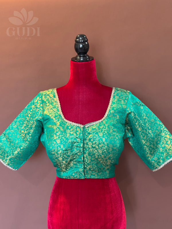 Green Banarasi silk blouse