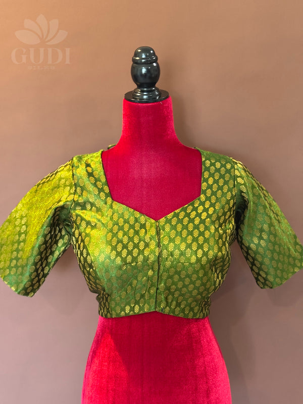 Green Banarasi silk blouse