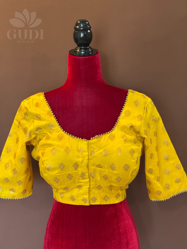 Yellow Banarasi silk blouse