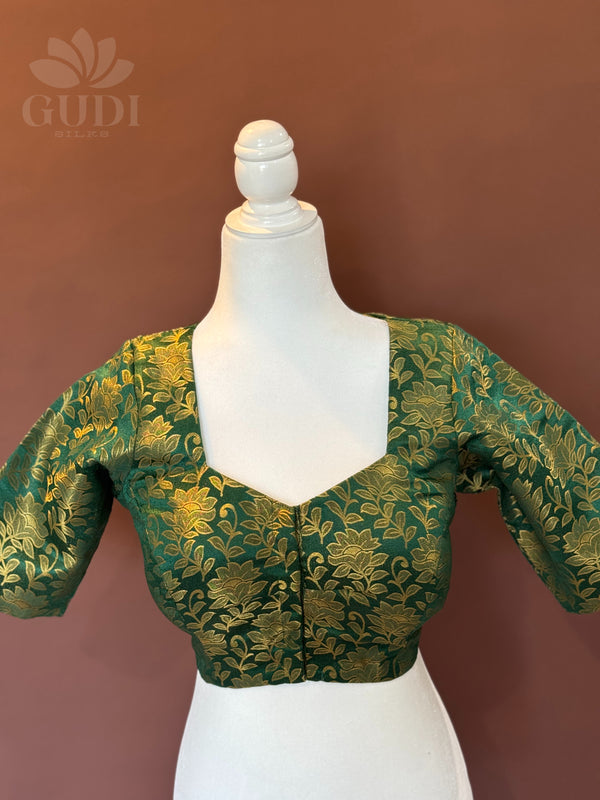 Green Banarasi silk blouse
