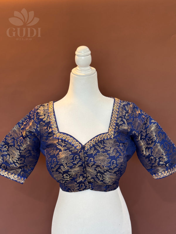 Blue Banarasi silk blouse