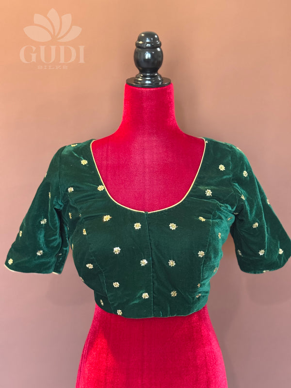 Green velvet blouse