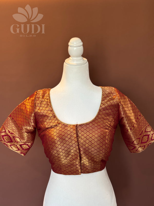 Royal Maroon Banarasi silk blouse