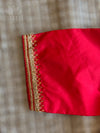 Red Embroidered silk blouse