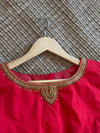 Red Embroidered silk blouse