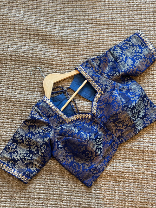 Blue Banarasi silk blouse