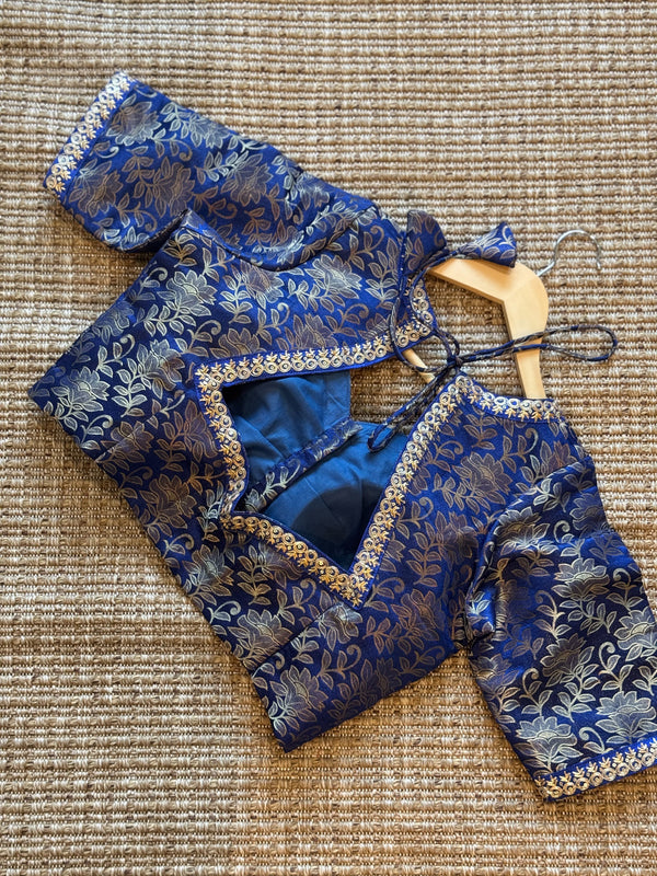 Blue Banarasi silk blouse