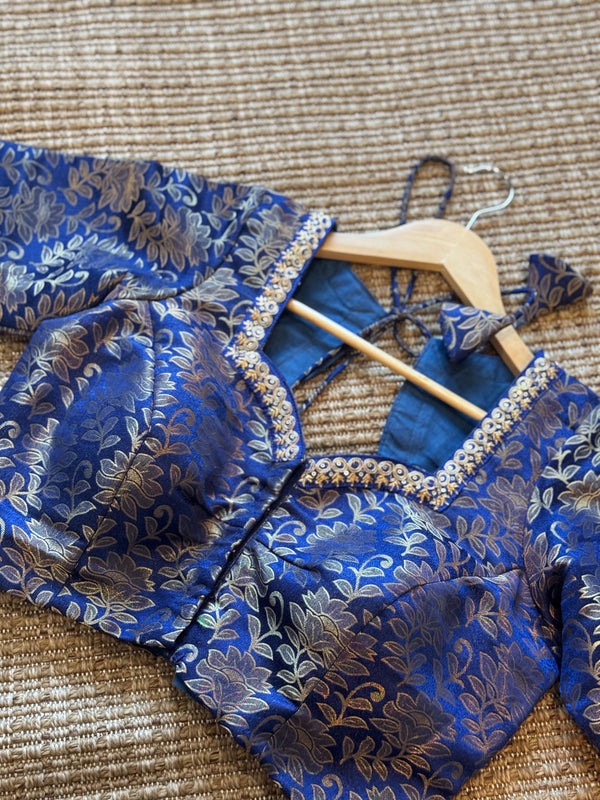 Blue Banarasi silk blouse