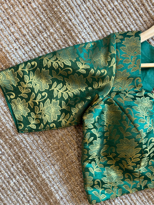 Green Banarasi silk blouse
