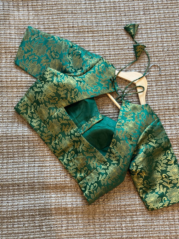 Green Banarasi silk blouse