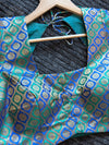 Blue and green silk blouse