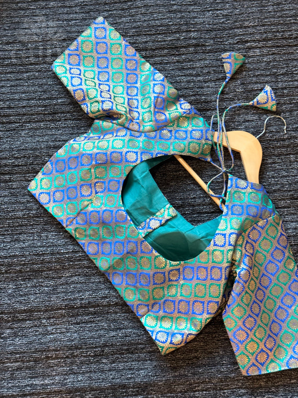 Blue and green silk blouse