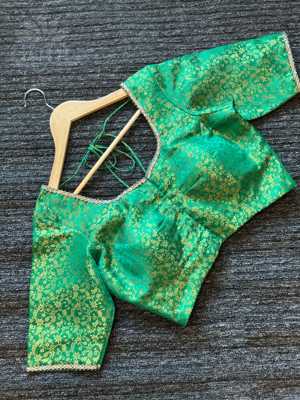 Green Banarasi silk blouse