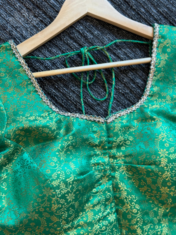 Green Banarasi silk blouse
