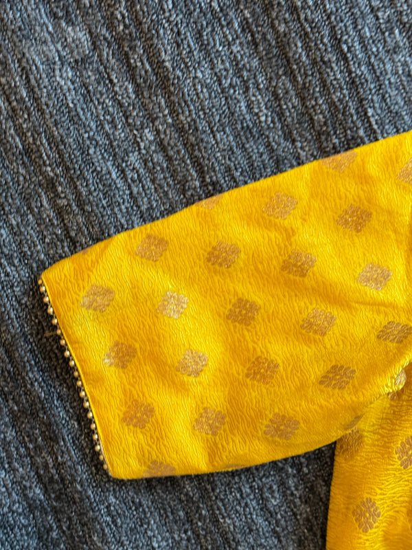 Yellow Banarasi silk blouse