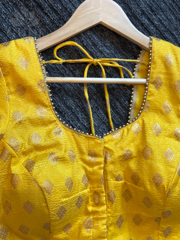 Yellow Banarasi silk blouse