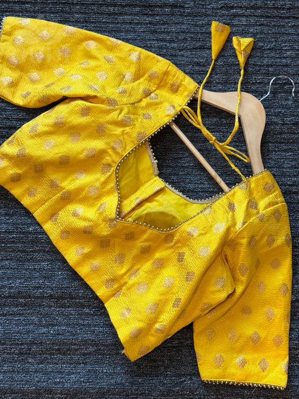 Yellow Banarasi silk blouse