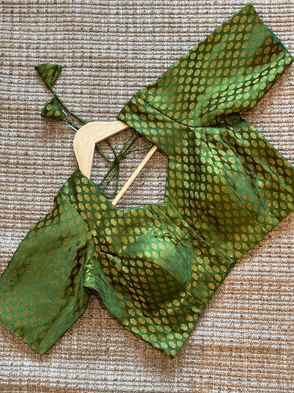 Green Banarasi silk blouse