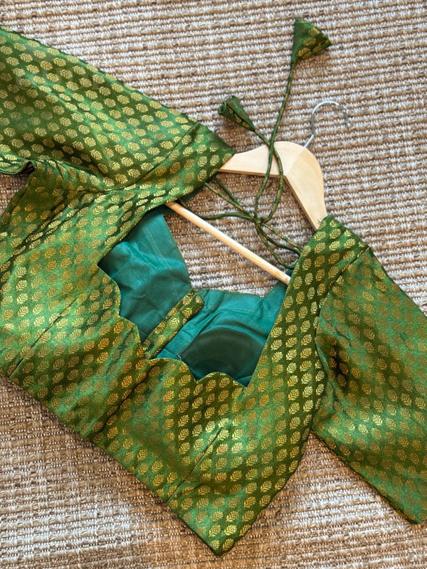 Green Banarasi silk blouse